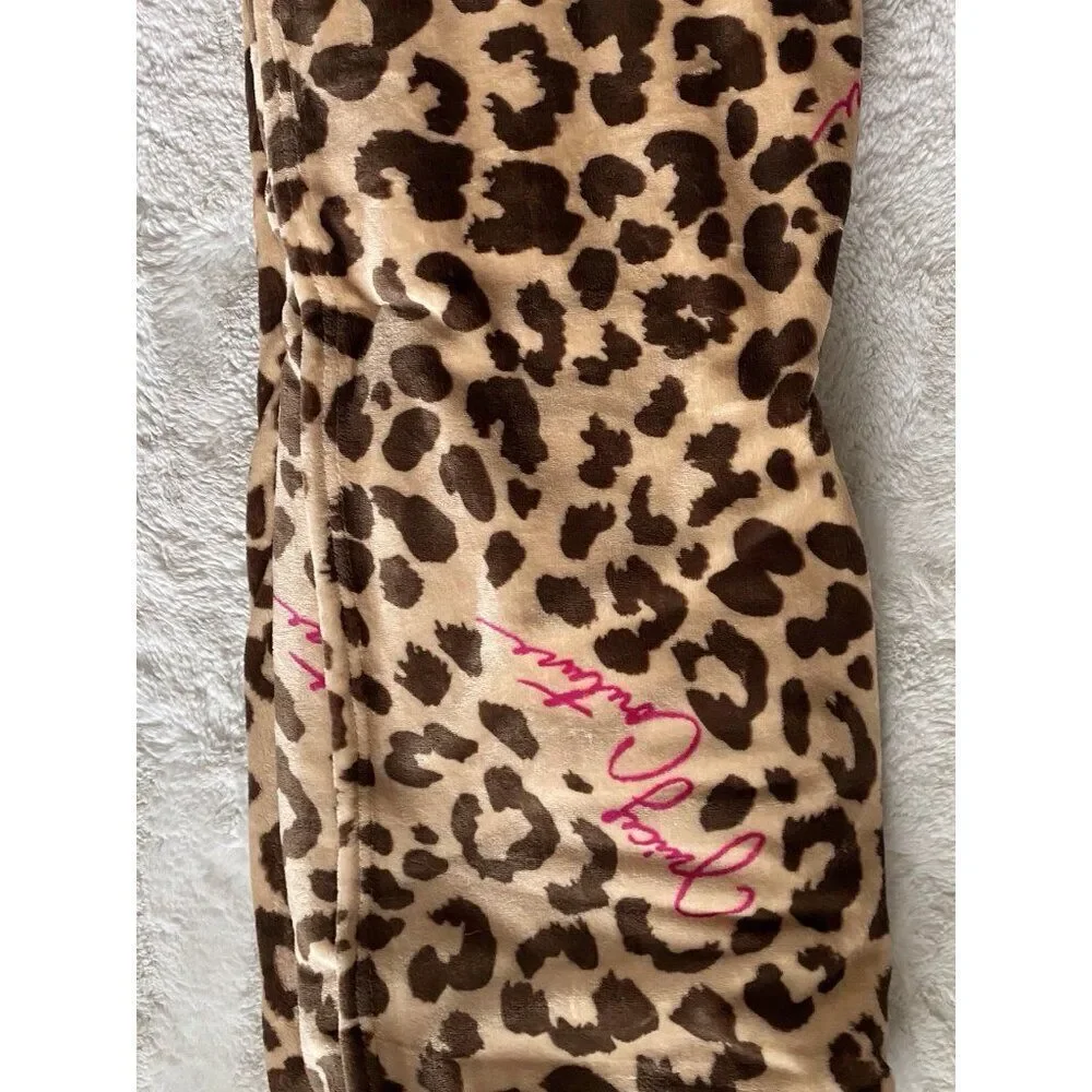 Juicy Couture Leopard And Logo Super Soft Blanket Queen Size 90”‎ X 90” NEW